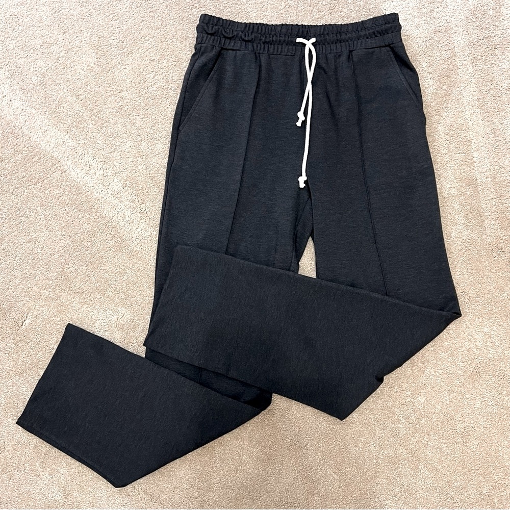 Loft Black Pull On Drawstring Waist Pants Exposed Seams